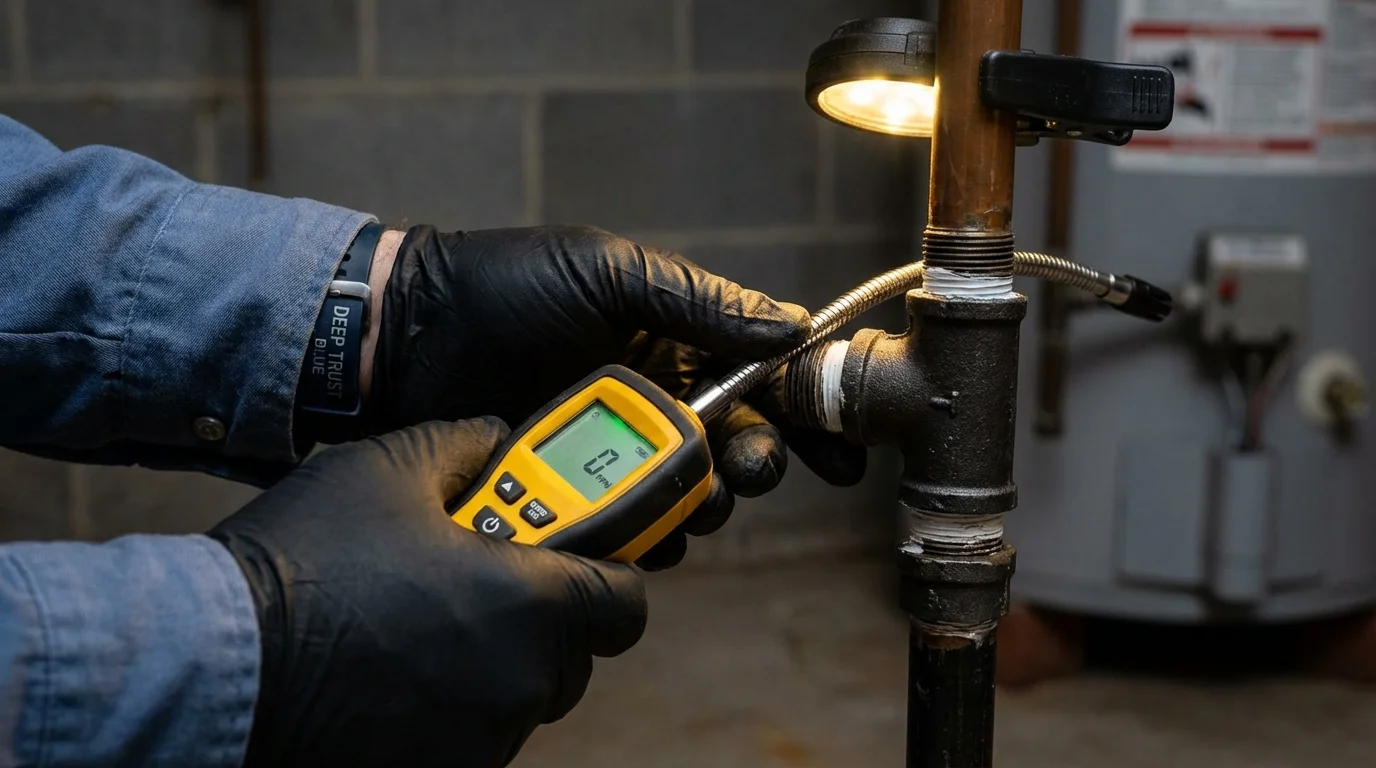 Gas leak detection with electronic sniffer by Johns Plumbing LLC in Houston